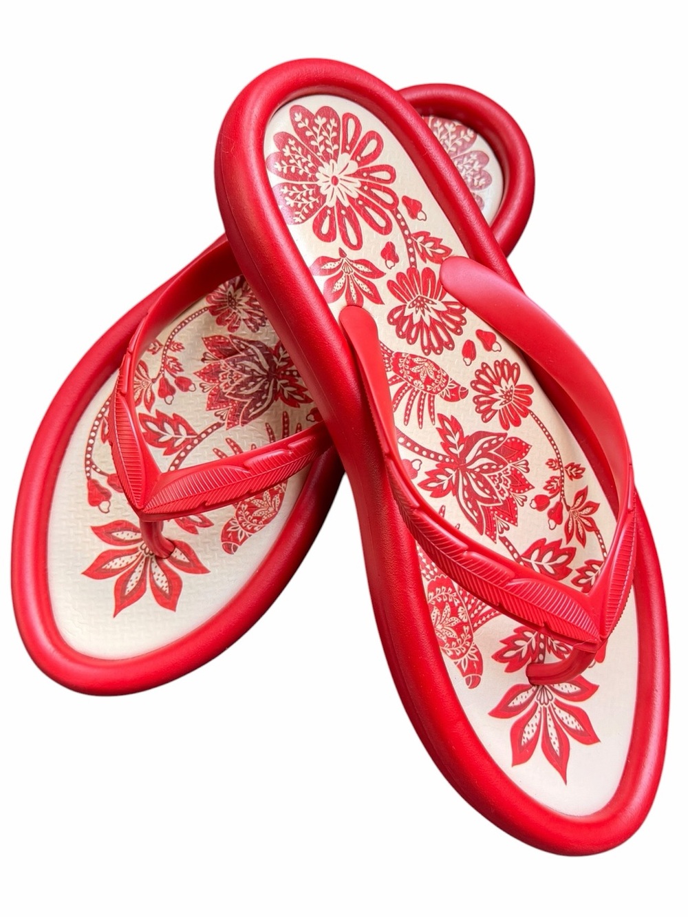 FARM RIO Chinelo Canoa Farm Salto Rasteiro Vermelho Melancia Red Thong Sandals